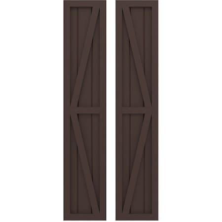 Americraft 3-Board Wood 2 Equal Panel Frmd Board-n-Batten Shutters W/ Dubl Z-Bar, ARW102BF311X62TBH